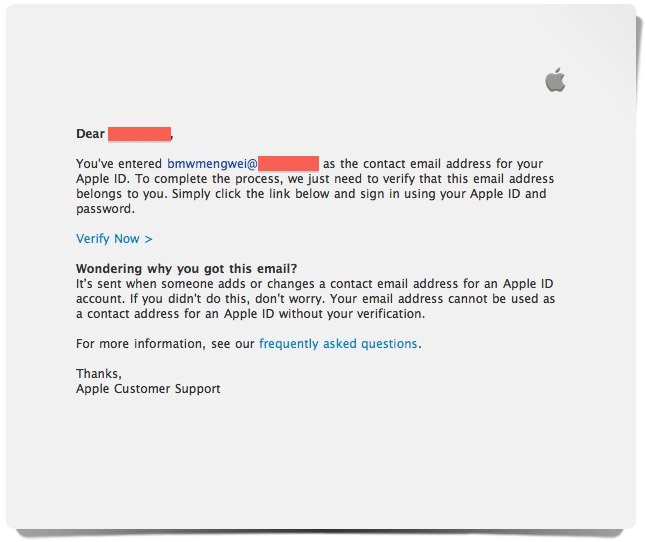苹果发来的iTunes Store/App Store注册成功邮件