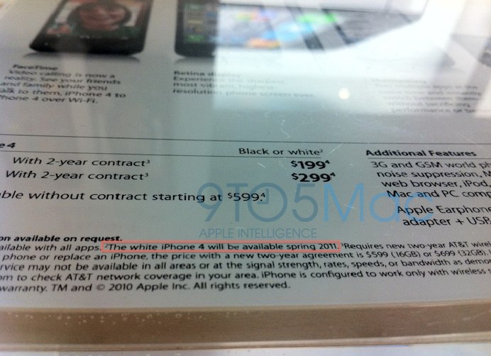白色苹果 iPhone 4 将于明年春天上市