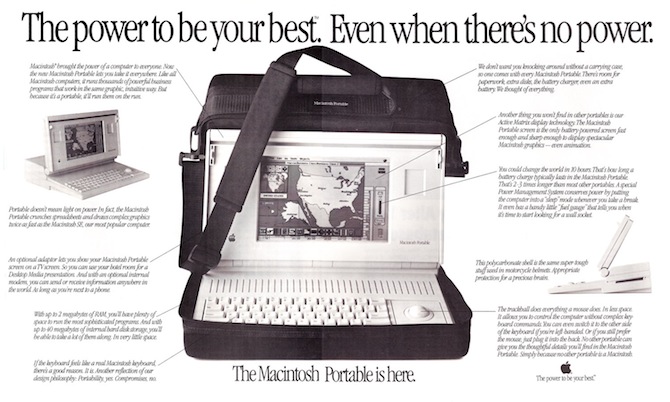 当时杂志上的苹果 Macintosh Portable 广告海报