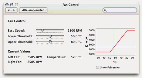 Mac OS X  系统下设置苹果电脑散热风扇转速的免费软件 Fan Control