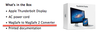 Apple Thunderbolt Display 现已赠送 MagSafe to MagSafe 2 转换器