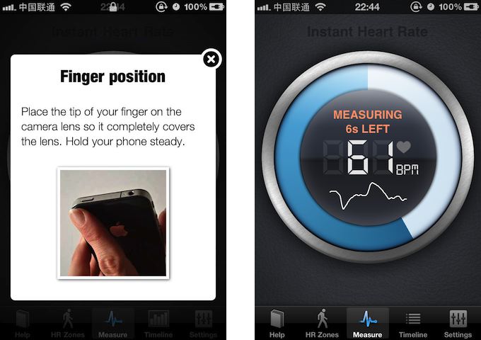 苹果 iPhone 检测心率的应用：Instant Heart Rate
