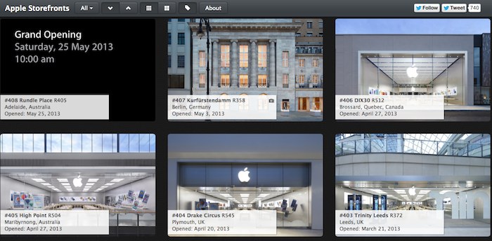 收集了全球所有 Apple Store 照片、简介的苹果发烧友网站
