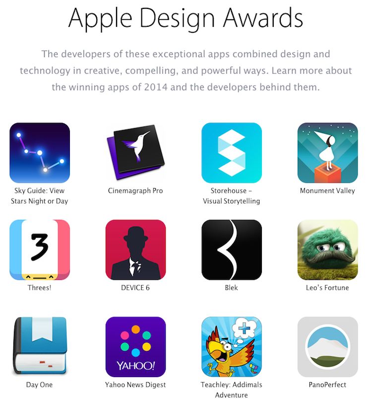 2014 年度 Apple Design Award 苹果设计奖获奖应用