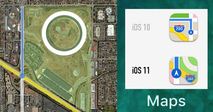 iOS 系统自带地图应用的图标与苹果总部