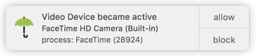Mac技巧之苹果电脑摄像头或麦克风启动时弹出警告的隐私安全监控软件：OverSight