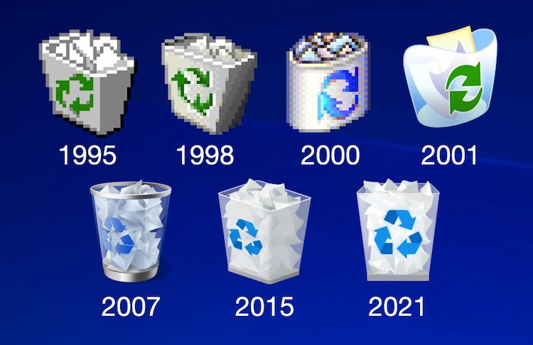 各代 Windows 系统的回收站图标演变