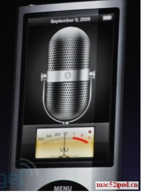 新款苹果iPod Nano，录音功能界面图