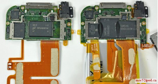 第二代与第三代苹果iPod touch主板对比照片
