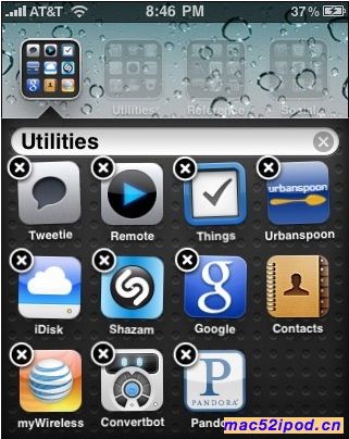 苹果iPhone OS 4文件夹操作界面