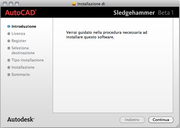 AutoCAD for Mac OS X 的安装界面