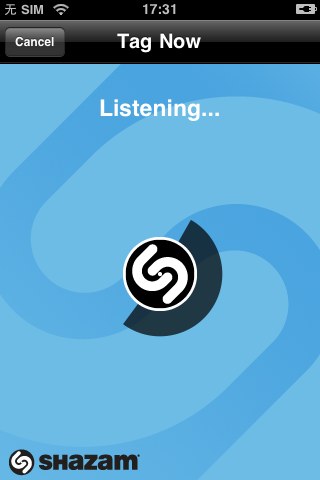 Shazam采集音乐数据的界面