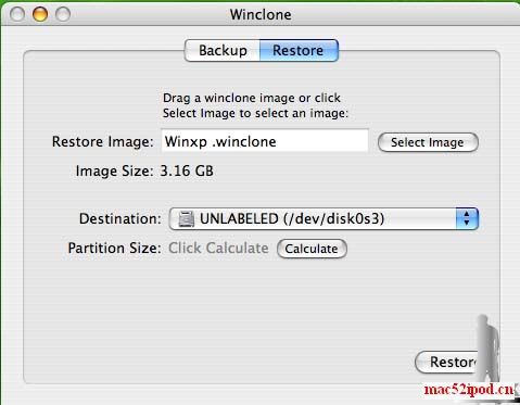 Mac技巧之备份、还原苹果电脑Bootcamp安装的Windows XP/Vista的方法：用Winclone
