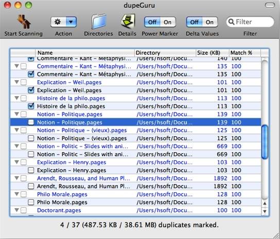 dupeGuru 查找苹果电脑硬盘上重复文件的界面截图