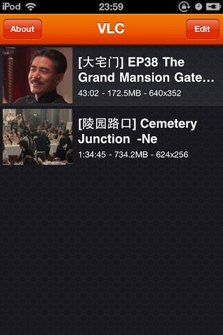 VLC for iPhone 的视频列表界面