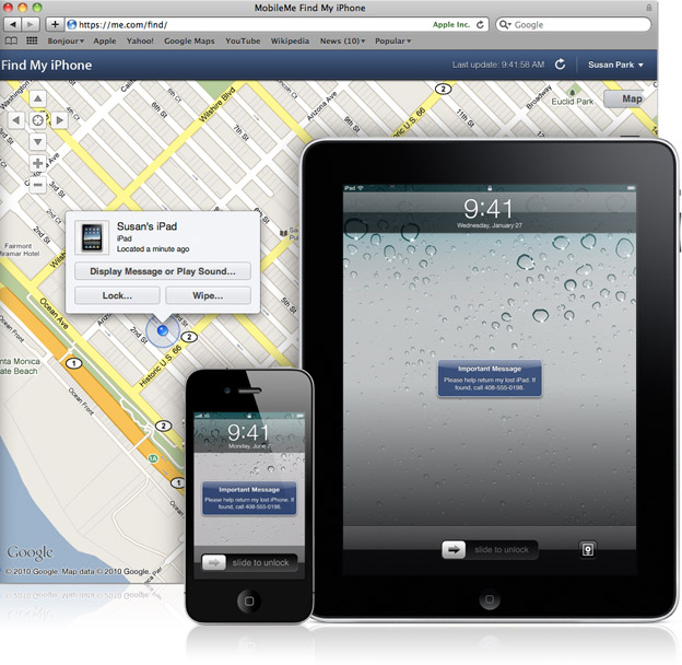 苹果“Find My iPhone” 设备定位服务