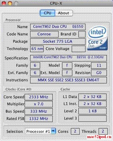 苹果电脑MacOS下类似CPU-Z的硬件信息软件：CPU-X