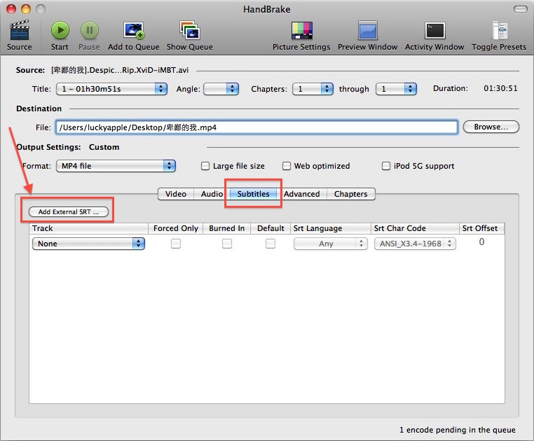 用 HandBrake 为苹果 iPhone、iPad 转换视频、添加字幕