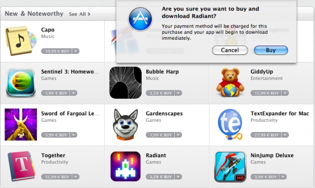 苹果 Mac App Store 应用商店增加软件购买确认环节