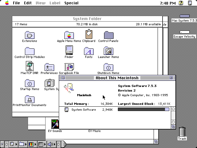 苹果电脑 System 7 操作系统界面