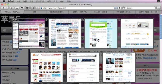 苹果 Safari 浏览器的多网页预览/切换扩展插件：Exposer