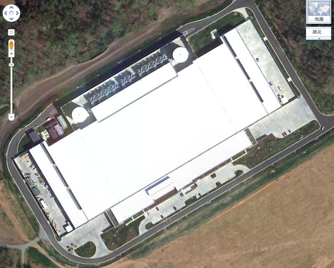 苹果北卡罗来纳州数据中心在 Google Earth 中的图像