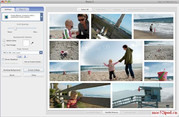 Google Picasa for Mac的界面截图