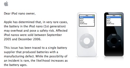 苹果 iPod nano 召回更换计划