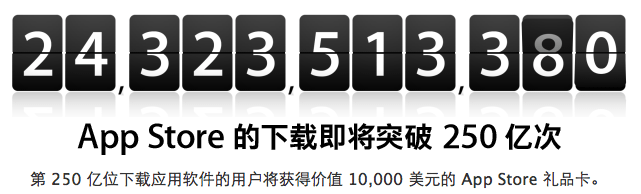  App Store 应用下载量即将突破 250 亿次