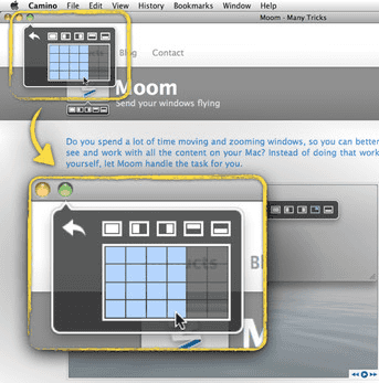 苹果电脑 Mac OS X 系统下设置、调节窗口位置与尺寸的软件：Moom