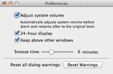 苹果电脑 Mac OS X 系统上简单的闹钟软件：Wake Up Time