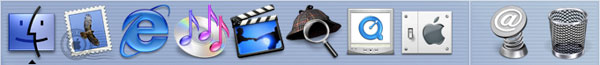 苹果电脑Mac OS X 10.4系统的2D Dock栏效果