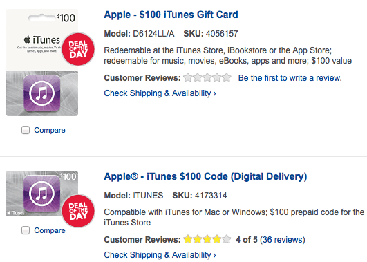 百思买正在八折优惠出售苹果 iTunes Gift Card