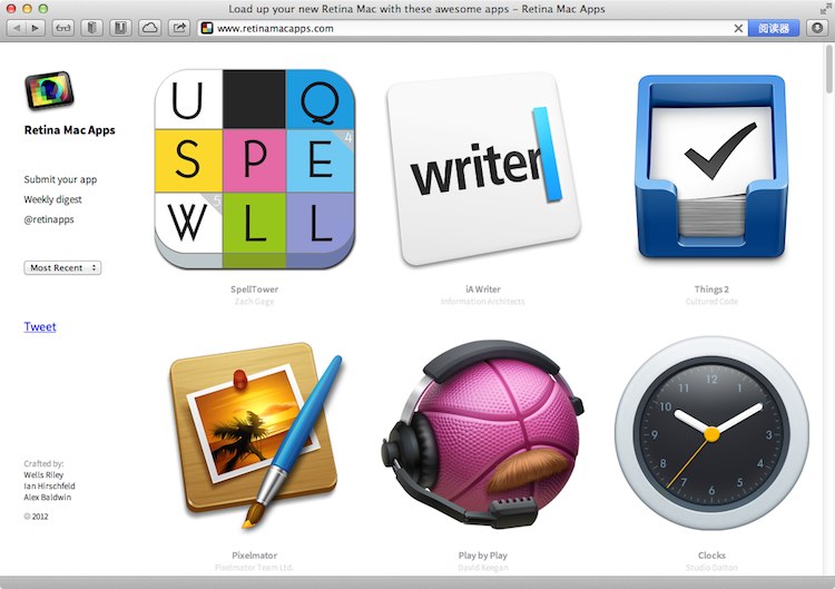 RetinaMacApps.com 网页截图