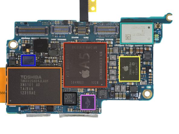 苹果 iPod touch 5 主板上的芯片