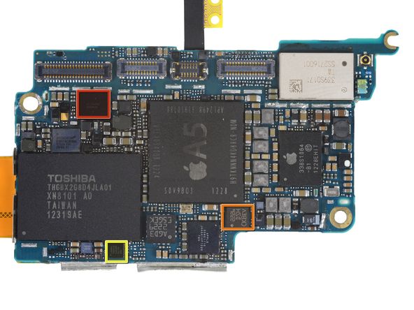 苹果 iPod touch 5 主板上的芯片