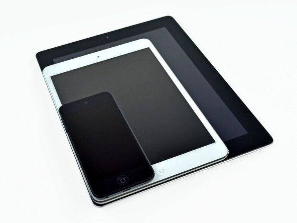 第三代 iPad、iPad mini、iPod touch 尺寸对比