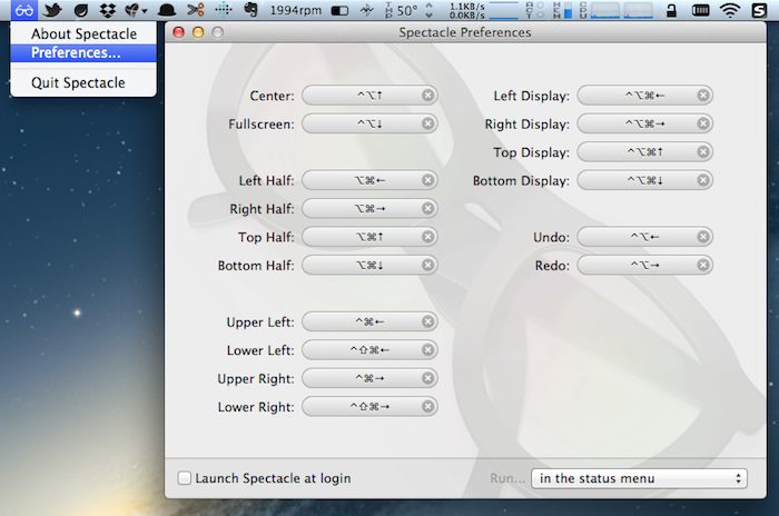 苹果电脑 Mac OS X 系统上一键设置窗口位置和尺寸的软件：Spectacle