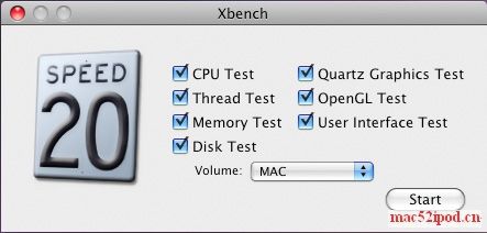 苹果电脑Mac OS X下硬件性能测试软件Xbench截图