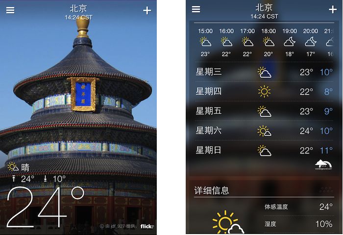 苹果 iPhone 上很棒的天气预报应用：Yahoo! 天气