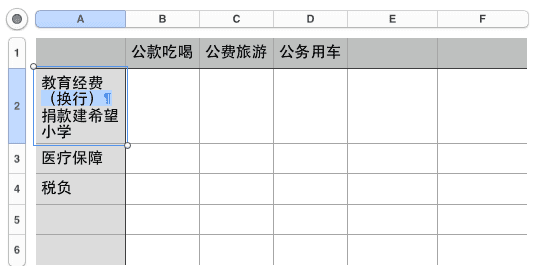 在 Office for Mac 的 Excel 表格单元格里换行