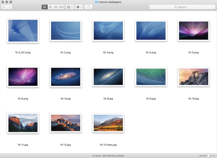 各代苹果电脑 Mac OS X、macOS 系统默认壁纸