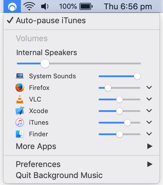 为苹果电脑 macOS 系统各个软件分别设置音量：BackgroundMusic