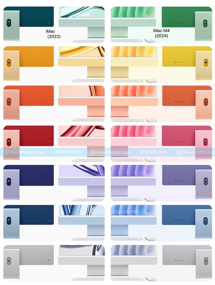苹果 iMac 的机身颜色变化