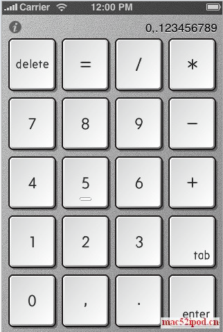 让苹果iPhone/iPodTouch变成数字小键盘的软件：Numberkey