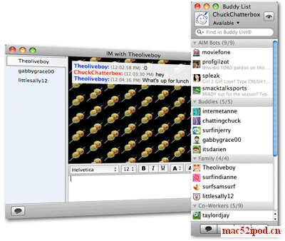 AOL聊天软件AIM for Mac 1.0界面