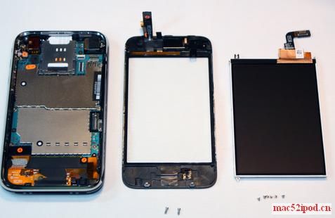 苹果iPhone 3GS手机拆解，主机、屏幕边框和液晶屏分离