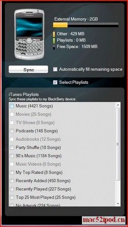 BlackBerry黑莓手机和苹果iTunes的同步工具：BlackBerry Media Sync